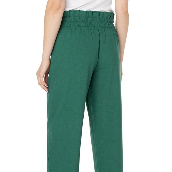 NWT Liverpool Belted Paperbag High Waist Crop Wide Leg Pants In Serpentine - Picture 4 of 4